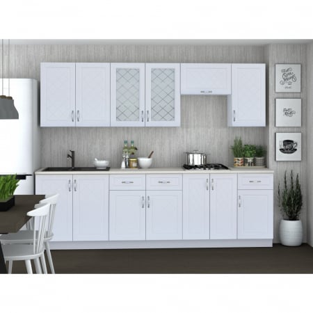 Bucatarii - Mobila Bucatarie 260 cm Alb MDF Irina- Set Mobila Bucatarie