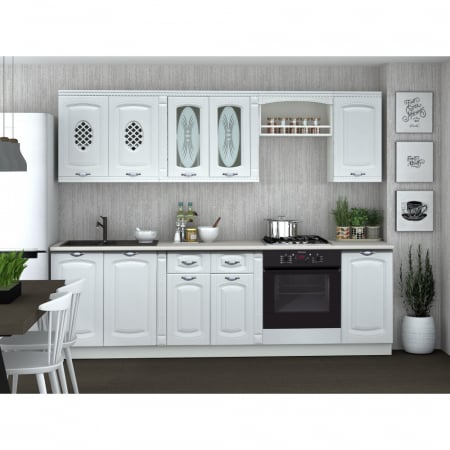 Produse - Bucatarie Katiusa 2.6m MDF alba - mobila bucatarie moderna