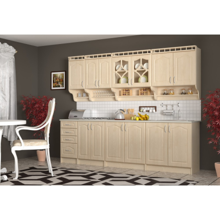 Bucatarii - Mobila Bucatarie Korona Mebel MDF 260 cm mesteacan - Bucatarie completa