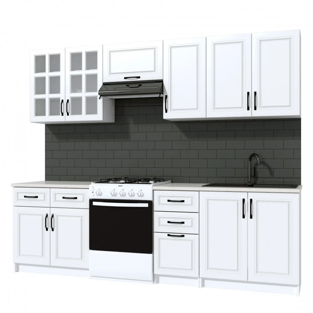 Bucatarie Michelle 2.6m MDF alba - mobila bucatarie moderna [2]