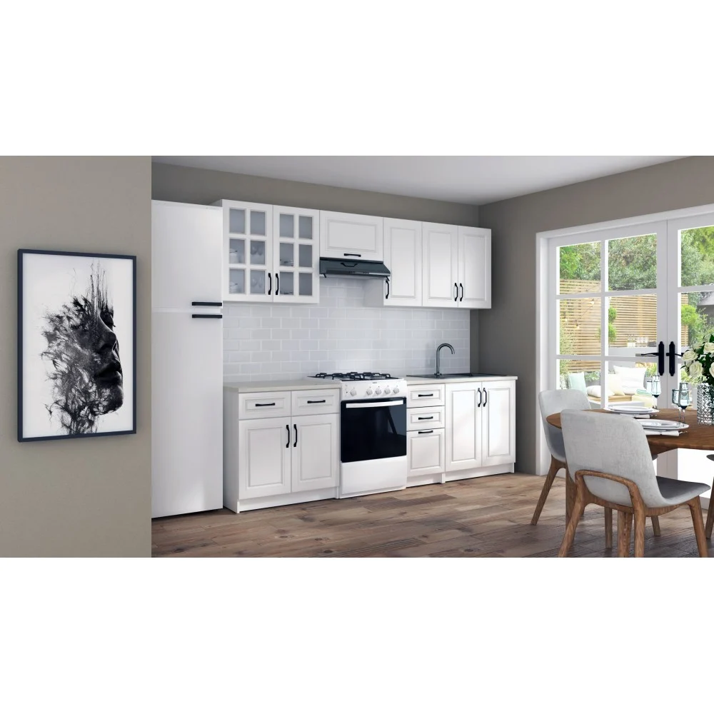 Bucatarii - Bucatarie Michelle 2.6m MDF alba - mobila bucatarie moderna