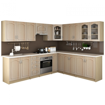 Mobila Bucatarie pe colt 268x228 cm Mesteacan MDF Olea- Set Mobilier Bucatarie [1]