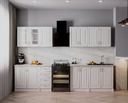 Bucatarii - Bucatarie Provence 2.6m MDF alba - mobila bucatarie moderna