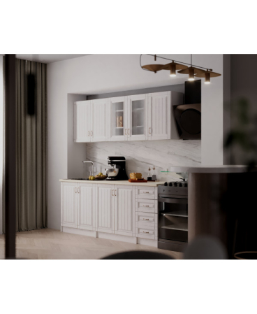 MOBILIER BUCATARIE - Mobila Bucatarie Provence 200 cm  MDF Alb - Bucatarie completa