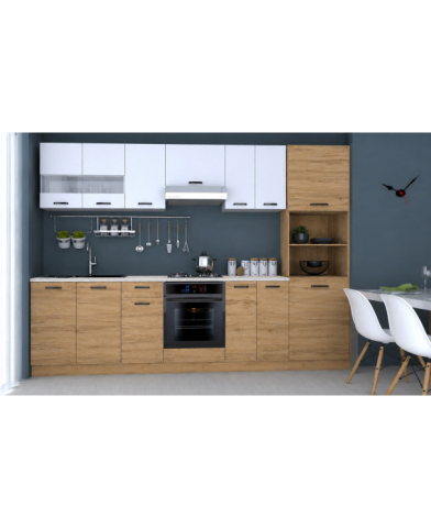 MOBILIER BUCATARIE - BUCATARIE VIO C 3M, Stejar K003+Alb