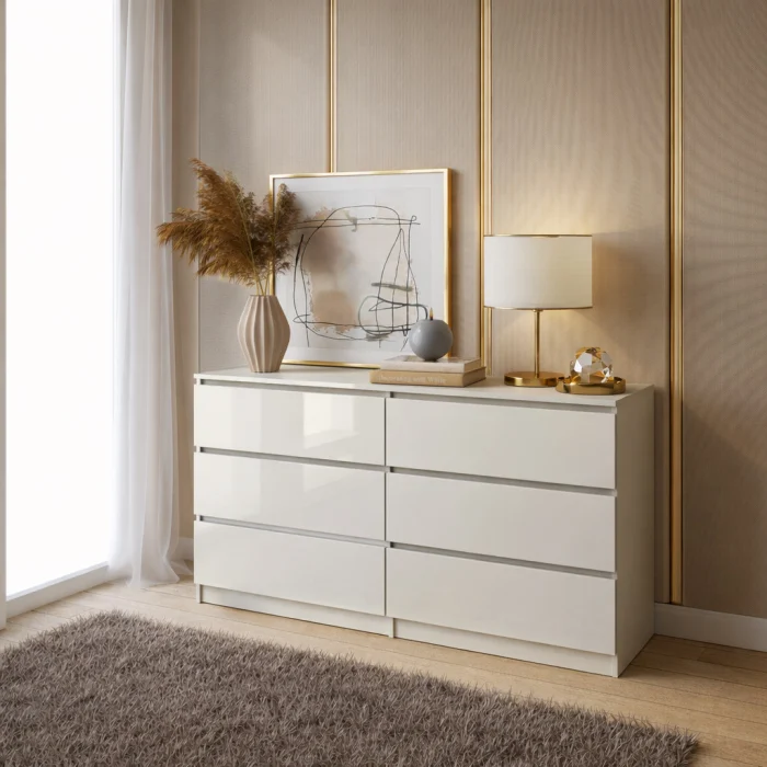 Comode - Comoda ARIA 6 sertare, 120x40x77cm, Alb