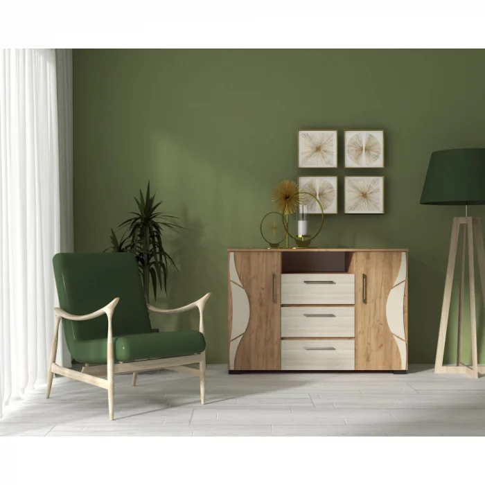 MOBILIER DORMITOR - Comoda Laguna 5, Ro Stejar K003 + Kiruna