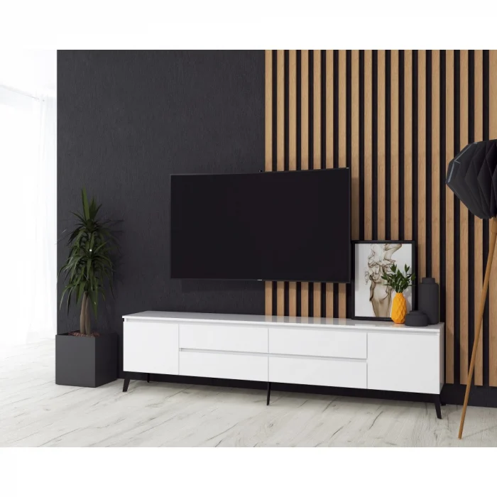 MIC MOBILIER - Comoda MP1, 220x40x55 cm, alb acril