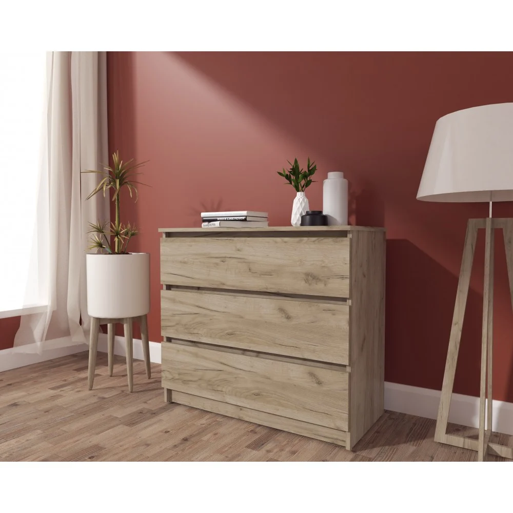 MIC MOBILIER - Comoda MP5 3S, 90x44x80 cm, Stejar k002