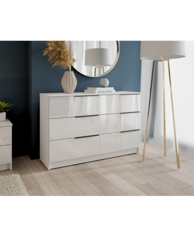 Comode - Comoda Prestige 6S, 120x40x77cm, Acril alb