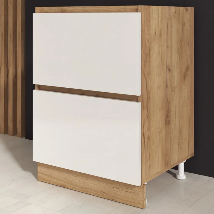 Dulapuri - Corp inferior Chelsea, 60-2s, Stejar K003+ Acril Alb