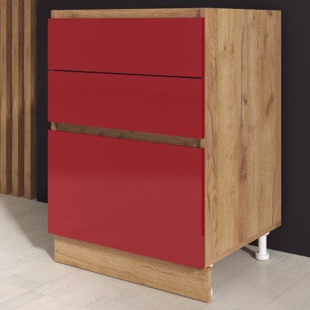 Dulapuri - Corp inferior Chelsea, 60-3s, Stejar K003+ Acril Rosu