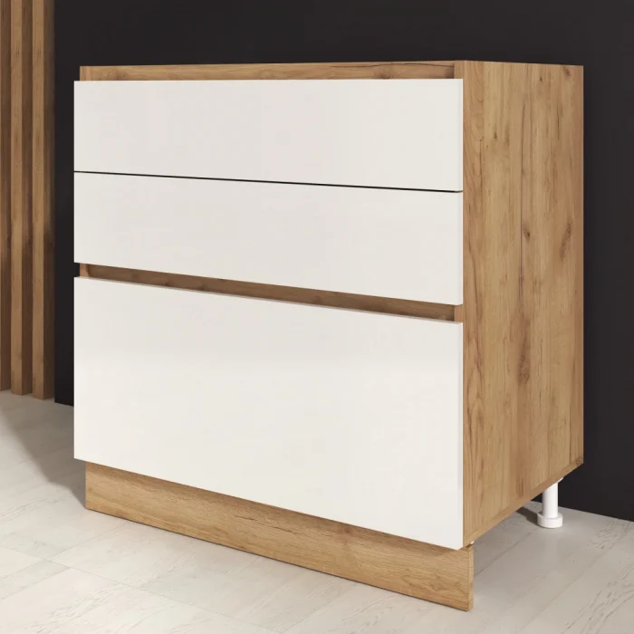 Dulapuri - Corp inferior Chelsea, 90-3s, Stejar K003+ Acril Alb