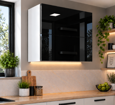 MOBILIER BUCATARIE - Corp superior bucatarie Daria, 60-2UO, Acril Negru