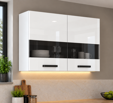 MOBILIER BUCATARIE - Corp superior bucatarie Daria, 80-2UG, Acril Alb