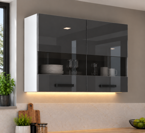 MOBILIER BUCATARIE - Corp superior bucatarie Daria, 80-2UG, Acril Antracit