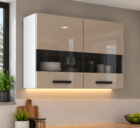 MOBILIER BUCATARIE - Corp superior bucatarie Daria, 80-2UG, Acril Cappuccino
