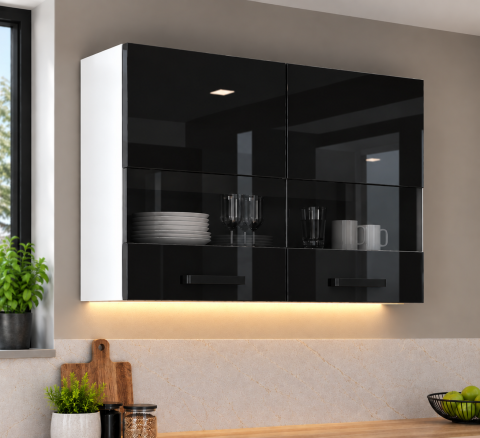 MOBILIER BUCATARIE - Corp superior bucatarie Daria, 80-2UG, Acril Negru