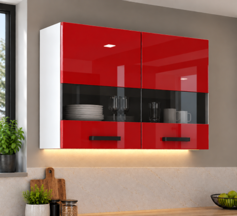 MOBILIER BUCATARIE - Corp superior bucatarie Daria, 80-2UG, Acril Rosu