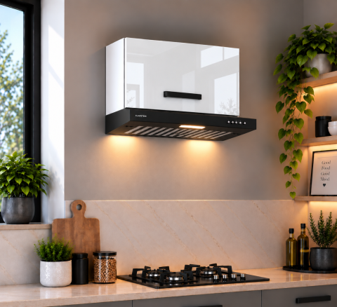MOBILIER BUCATARIE - Corp superior bucatarie Daria, hota clasica, 60-1UO-H30, acril alb