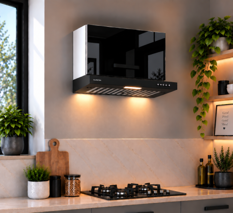MOBILIER BUCATARIE - Corp superior bucatarie Daria, hota clasica, 60-1UO-H30, acril negru