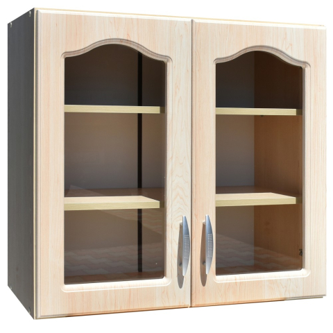 Acasa - Corp suspendat Olea MDF 80, 2 usi cu geam, 80x29x68cm, mesteacan