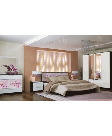 Dormitoare - DORMITOR LAZURIT 1 WENGE+ALB CU FOTOAMPRENTA