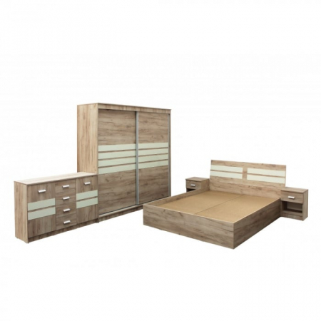 Dormitoare - Dormitor Complet 5 Piese, 4 Usi - Luca Pal Melaminat Stejar K002 - Set Mobilier Dormitor