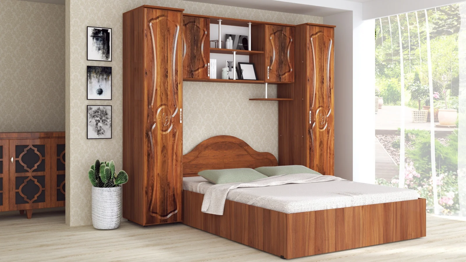 Dormitor complet 4 piese, 4 usi - Nova MDF Nuc - Set Mobilier Dormitor [2]