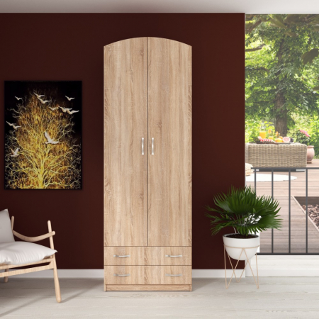 MOBILIER DORMITOR - Dulap-4 ( 2U+2S ) Ro, 74x54x212 cm Sonoma