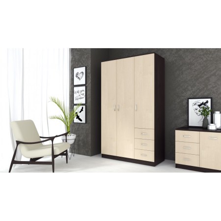 Dulapuri - Dulap Ionut,120x50x200 cm, wenge/mesteacan