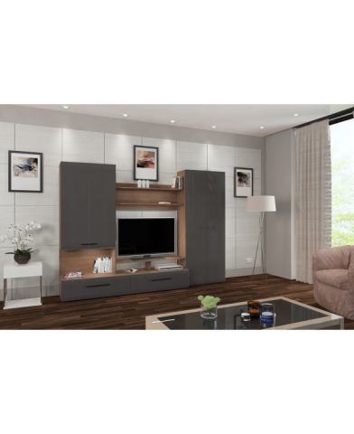 MOBILIER LIVING - Living Verona Nuc+Antracit, 279x45x200cm