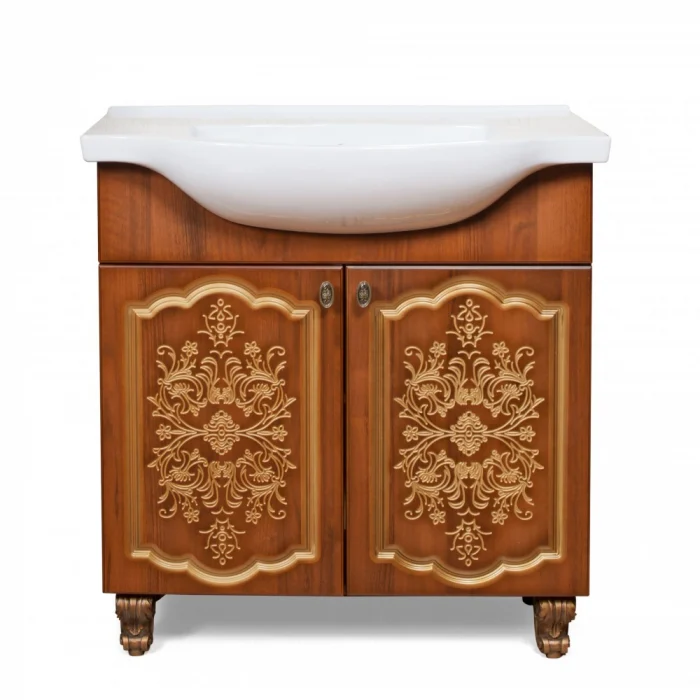 Set mobilier baie - Masca baie + lavoar Baghera, 85x90x51cm, Nuc