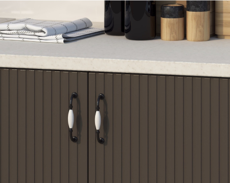 Mobila Bucatarie 260 cm Gri Alb MDF Maya Riflaj - Set Mobilier Bucatarie [3]