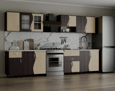 Bucatarii - Bucatarie Paula S 2.6m wenge si mesteacan - mobila bucatarie moderna