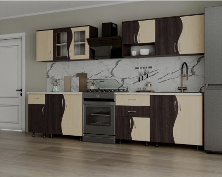 Bucatarie Paula S 2.6m wenge si mesteacan - mobila bucatarie moderna [1]