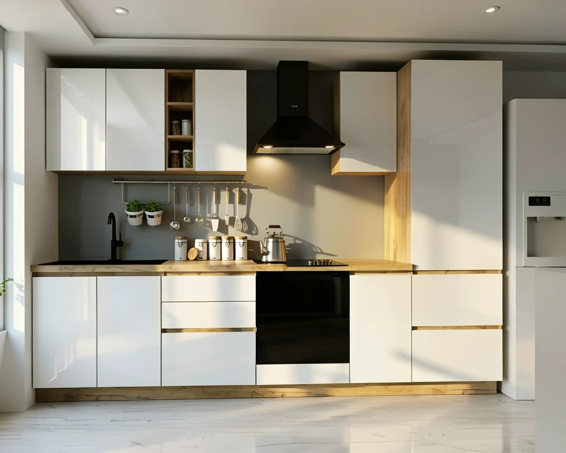 Bucatarii - Mobila Bucatarie Chelsea 300cm MDF Stejar k003/Alb - Set Mobilier Bucatarie