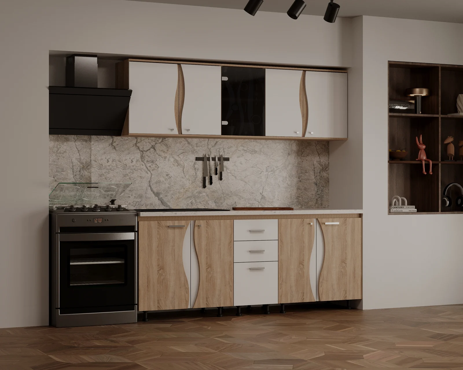 Bucatarii - Mobila Bucatarie Cip 3S Pal Melaminat Sonoma Alb - Set Mobilier  Bucatarie