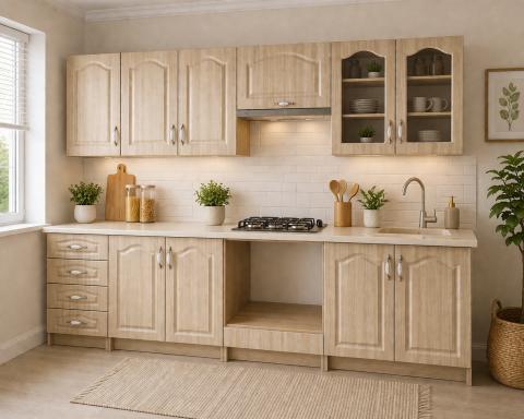 Bucatarii - Mobila Bucatarie Olea 260 cm  MDF Mesteacan - Set mobilier bucatarie