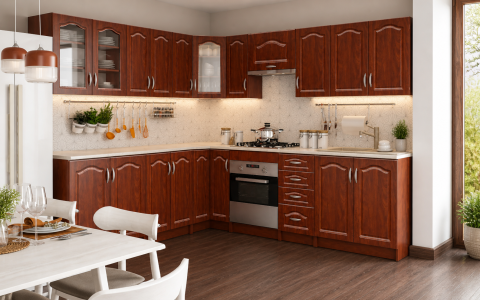 MOBILIER BUCATARIE - Mobila bucatarie Olea pe Colt MDF Calvados - Set mobilier bucatarie