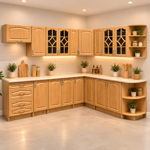 Bucatarii - Mobila Bucatarie Olea pe colt MDF mesteacan - Set Mobilier Bucatarie