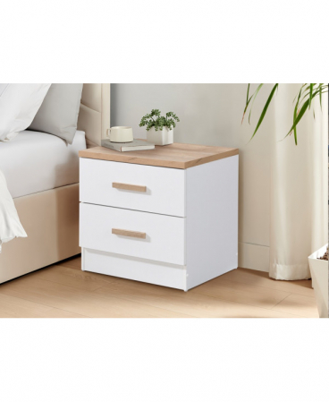 Noptiera Luna cu 2 sertare, culoare Alb+Sonoma, 50x40x50cm [1]