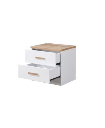Noptiera Luna cu 2 sertare, culoare Alb+Sonoma, 50x40x50cm [3]