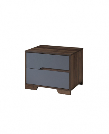 Noptiera Nora cu 2 sertare, culoare Gri + Nuc, 60x45x47cm [2]