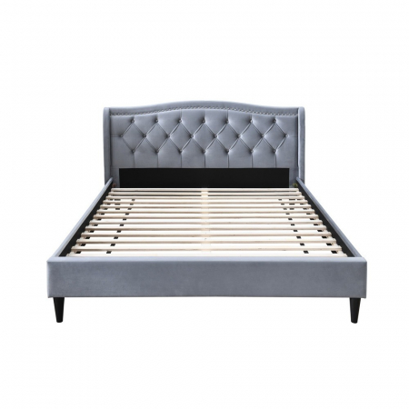 Pat tapitat Chelsea, 160x200, cadru din lemn cu somiera fixa, culoare Gri [2]
