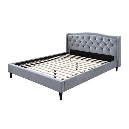 Pat tapitat Chelsea, 160x200, cadru din lemn cu somiera fixa, culoare Gri [3]