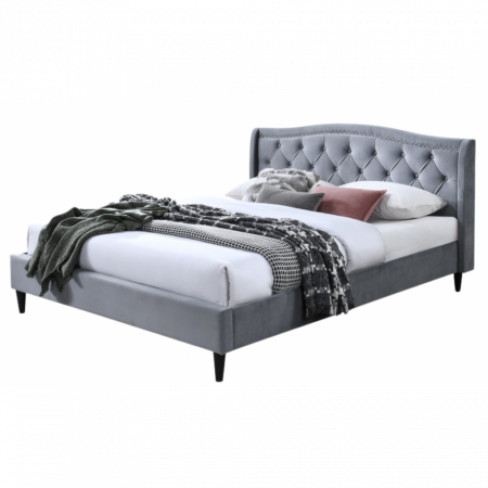 Pat tapitat Chelsea, 160x200, cadru din lemn cu somiera fixa, culoare Gri [1]