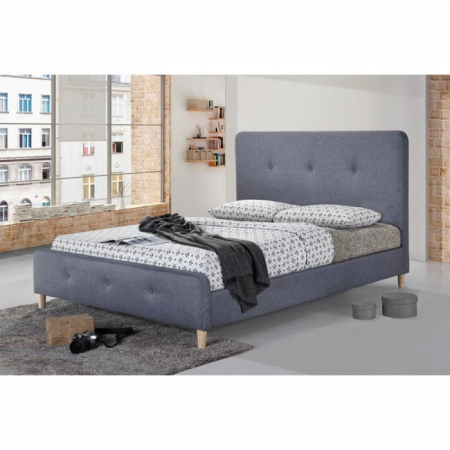 MOBILIER TAPITAT - Pat tapitat Colon 90x200cm, suport saltea inclus, culoare Gri