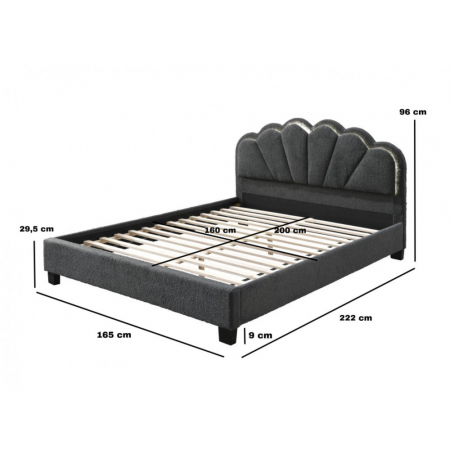Pat tapitat Comfort 2 cu LED 160x200 culoare Gri [5]