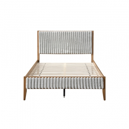 Pat tapitat din lemn Siera 140x200 culoare Gri [1]